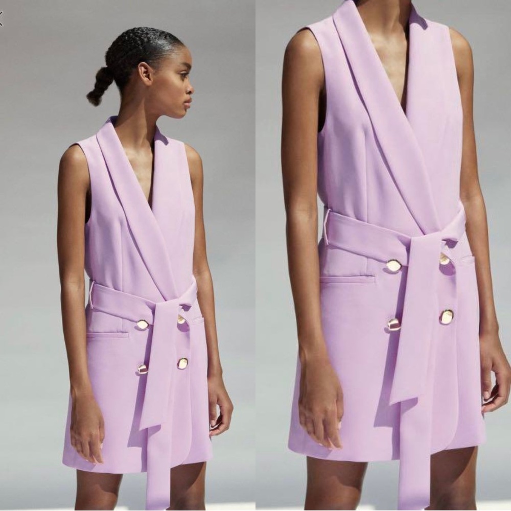 NWT Zara Lilac Double-Breasted Waistcoat (M)
